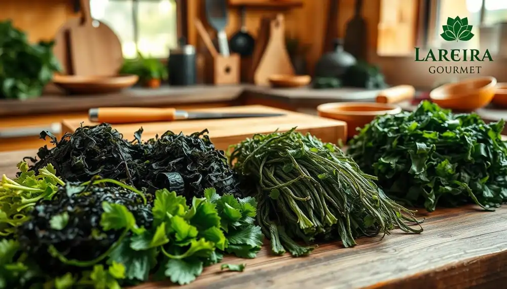 algas marinas en mesa de cocina