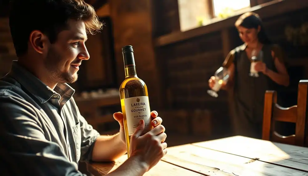 disfrutando de un vino godello en una bodega