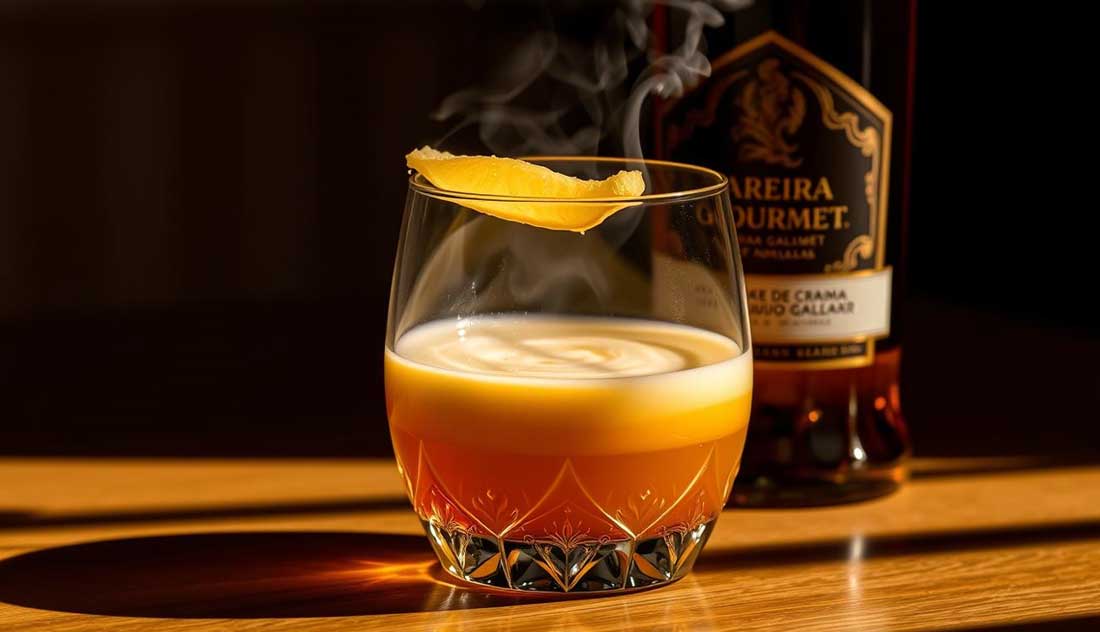 vaso de licor de crema de orujo