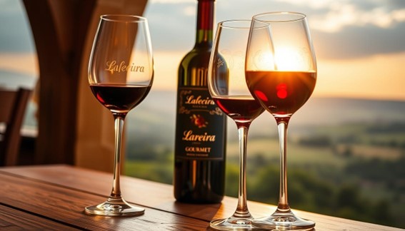 Vino tinto y puesta de sol gallega