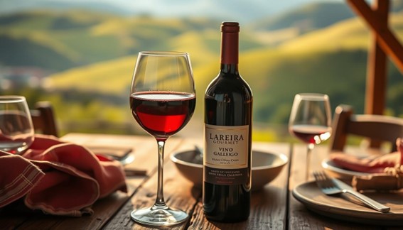 vino tinto gallego atardecer